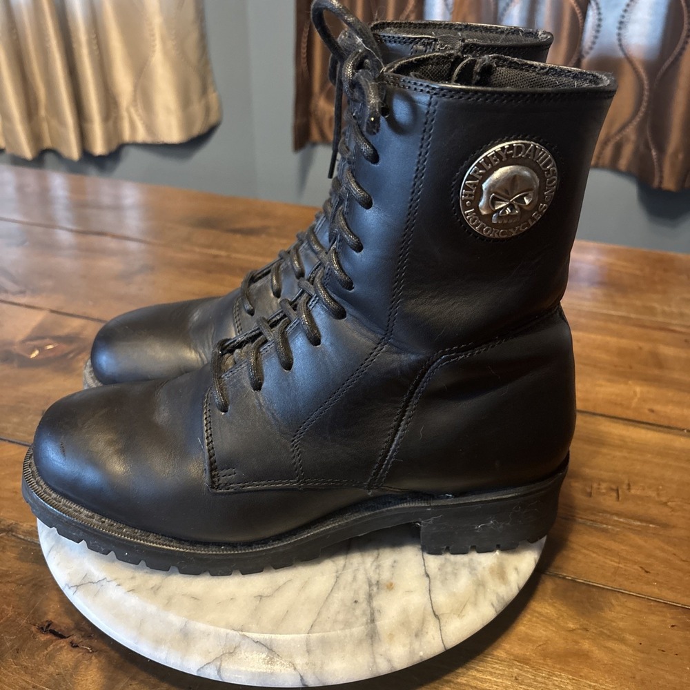 VTG Harley Davison Willie G Zip Up Motorcycle Boots Men Sz 8.5 EU 41.5 - Picture 5 of 10